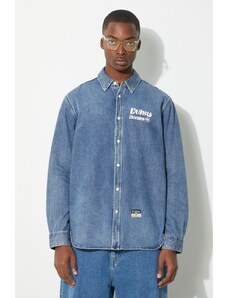 Evisu camicia di jeans Brush Daicock Printed uomo colore blu 2ESHTM4DL1015