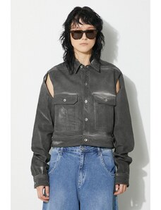 Rick Owens giacca Denim Jacket Cape Sleeve Cropped Outershirt donna colore grigio DS01D1702.SCF.78