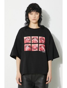 Fiorucci t-shirt in cotone Mouth Print Padded T-Shirt donna colore nero M01FPTSH105CJ01BK01