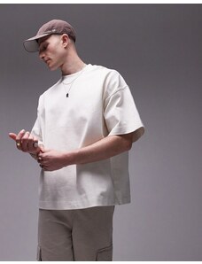 Topman - T-shirt premium oversize pesante écru con spalle scese-Bianco