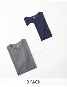 ASOS DESIGN - Confezione da 3 T-shirt attillate in colorazioni multiple-Multicolore
