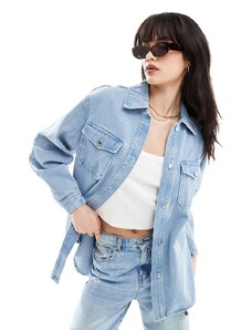 Vero Moda - Camicia giacca di jeans oversize lavaggio azzurro-Blu