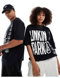 ASOS DESIGN - T-shirt oversize unisex nera con stampe del gruppo Linkin Park-Nero