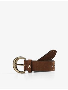 Scalpers - Cintura in camoscio cammello con borchie-Neutro