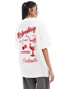 ASOS DESIGN - T-shirt oversize bianca con grafica con cocktail-Bianco