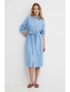 Polo Ralph Lauren vestito di lino colore blu 211943992