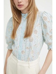 Bruuns Bazaar camicia in cotone WoodbineBBLarin shirt donna colore blu BBW3950