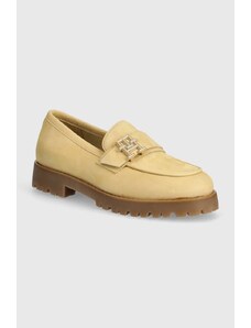 Tommy Hilfiger mocassini in nabuk CLEATED NUBUCK BOAT SHOE colore beige FW0FW08062