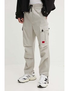 HUGO pantaloni in cotone colore grigio