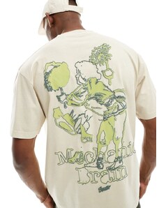 Pull&Bear - T-shirt beige con stampa “Mechanic Brain”-Neutro