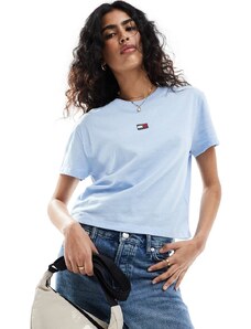 Tommy Jeans - T-shirt celeste con stemma-Blu