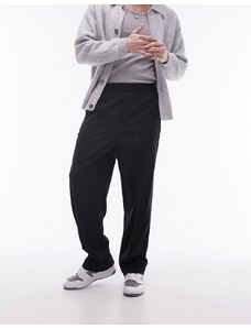 Topman - Pantaloni a fondo ampio neri con vita elasticizzata-Nero