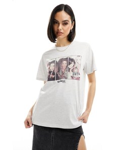 ASOS DESIGN - T-shirt vestibilità classica grigio mélange con grafica "Spice Girls" su licenza-Bianco