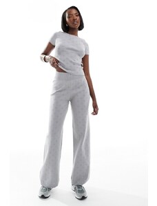 Fashionkilla - Pantaloni con fondo ampio in maglia traforata grigi in coordinato-Grigio