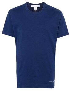 Comme Des Garçons Shirt T-shirt blu logo sul fondo