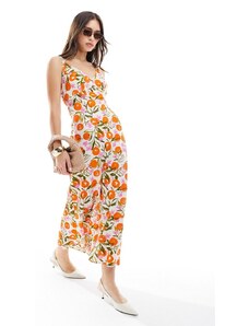 ASOS DESIGN - Vestito midi con stampa di frutta arancione-Multicolore