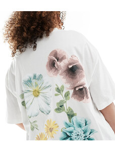 ASOS Curve ASOS DESIGN Curve - T-shirt vestibilità boyfriend bianca con stampa floreale sulla schiena-Bianco