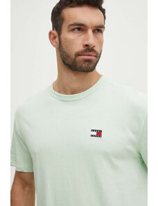 Tommy Jeans t-shirt in cotone uomo colore verde con applicazione