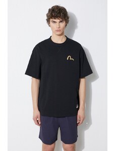 Evisu t-shirt in cotone Seagull Print + Kamon Appliqué Tee uomo colore nero 2ESHTM4TS7093