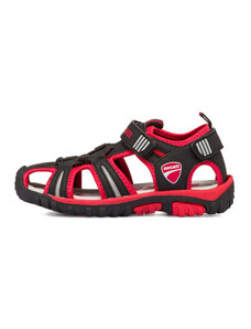 Sandali da ragazzo neri e rossi con logo Ducati