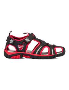 Sandali da ragazzo Ducati neri e rossi con logo Ducati