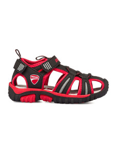 Sandali da bambino neri e rossi con logo Ducati