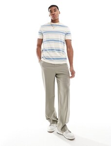 ASOS DESIGN - T-shirt vestibilità standard beige a righe blu-Multicolore