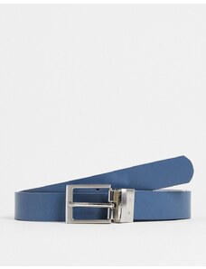 ASOS DESIGN - Cintura elegante double-face in pelle sintetica blu navy e grigia-Multicolore