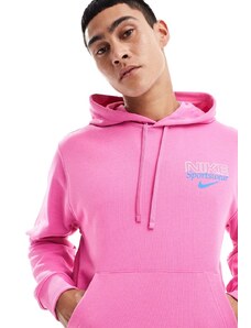 Nike - Felpa con cappuccio rosa con grafica sul retro