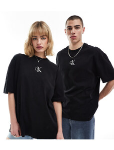 Calvin Klein Jeans - Maglia oversize con logo nera - in esclusiva per ASOS-Nero