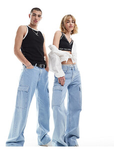 Calvin Klein Jeans - Jeans cargo unisex ampi anni '90 lavaggio chiaro - In esclusiva per ASOS-Blu