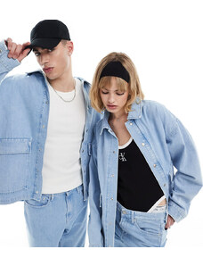 Calvin Klein Jeans - Camicia giacca unisex oversize lavaggio chiaro in coordinato - In esclusiva per ASOS-Grigio