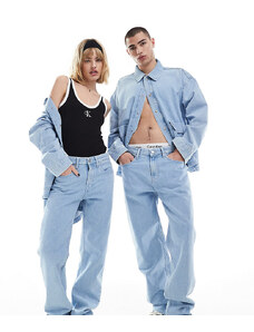 Calvin Klein Jeans - Jeans unisex dritti anni '90 lavaggio chiaro in coordinato - In esclusiva per ASOS-Blu