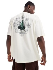 ASOS DESIGN - T-shirt oversize bianco sporco con stampa sul retro