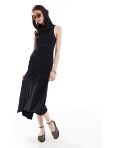 COLLUSION - Vestito nero slavato combinato con cappuccio