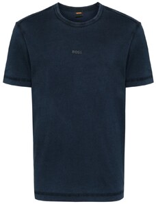HUGO BOSS MEN T-shirt blu scuro mini logo ricamo