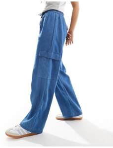 ONLY - Marla - Pantaloni cargo in denim blu medio a fondo ampio