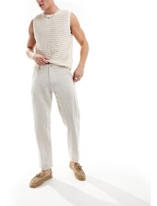 Selected Homme - Pantaloni da abito slim fit in misto lino beige-Neutro