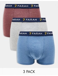 Farah - Confezione da 3 boxer effetto denim, grigi e bordeaux mélange-Multicolore