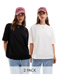 Miss Selfridge - Confezione da 2 T-shirt oversize bianca e nera-Multicolore