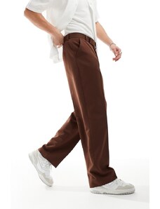 ASOS DESIGN - Pantaloni eleganti a fondo ampio marroni-Marrone