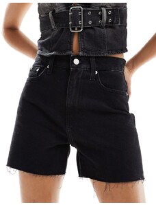 Calvin Klein Jeans - Mom shorts di jeans neri-Nero