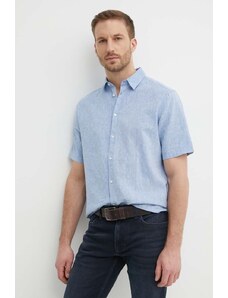Sisley camicia di lino colore blu