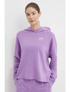 Under Armour maglietta da trekking Rival colore violetto con cappuccio