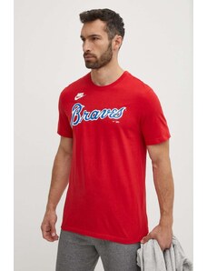 Nike t-shirt in cotone Atlanta Braves uomo colore rosso