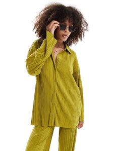 Esclusiva Only - Camicia plissé verde in coordinato