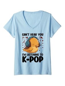 Can't Hear You I'm Listening Kpop Gifts Teen Girl Donna Non riesco a sentirti Sto ascoltando i prodotti K-pop di Kpop Duck Maglietta con Collo a V