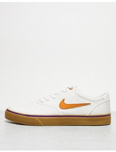 Nike - SB Chron 2 - Sneakers in tela bianche e arancioni-Bianco