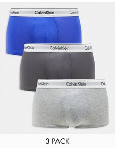 Calvin Klein - Confezione da 3 paia di boxer aderenti a vita bassa in cotone elasticizzato multicolori-Multicolore