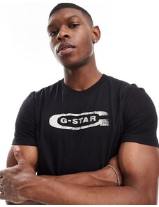 G-Star - T-shirt nera con logo sul petto-Nero